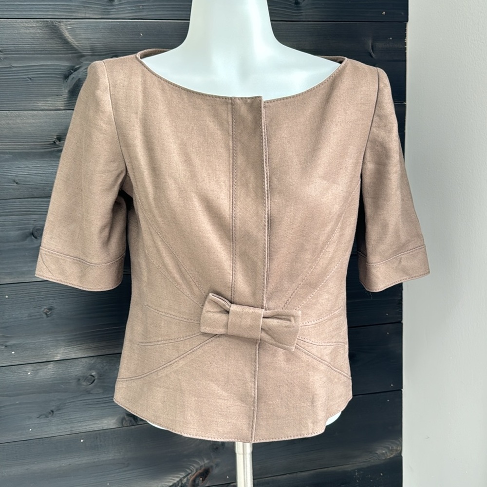 Valentino Linen‎ Blazer Bow Vintage Blazer Padded Shoulders